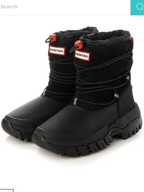 HUNTER Women's Wanderer Short Sherpa Snow Boots Black Size 7 Like New Worn Once